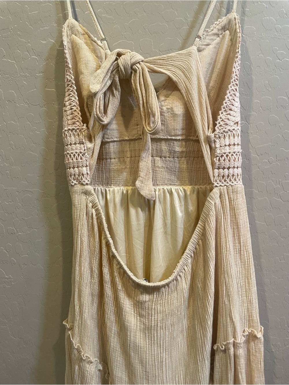 Love Tree Cream One-Shoulder Crochet-Tiered Sundress boho - Picture 7 of 8